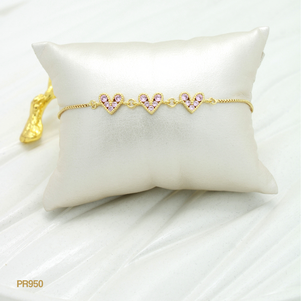 Pulsera con corazones rosa PR950