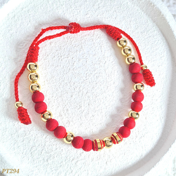 Pulsera neopreno rojo con balines PT294