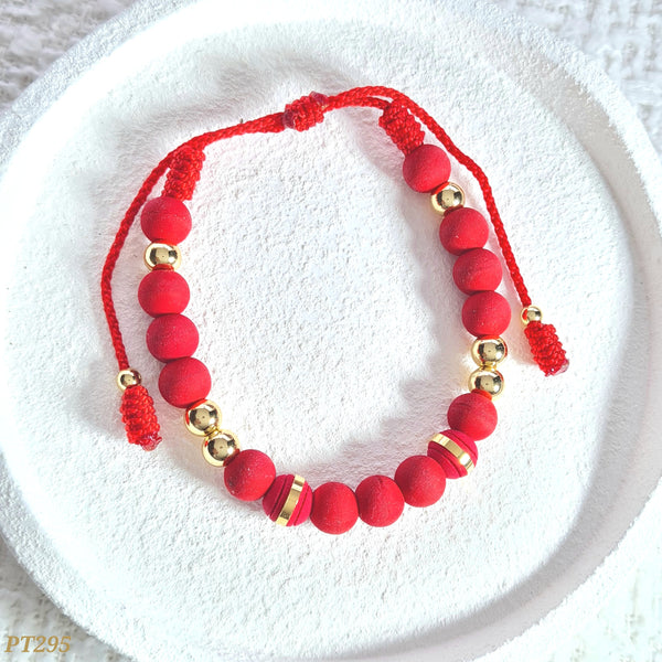 Pulsera neopreno rojo con balines PT295
