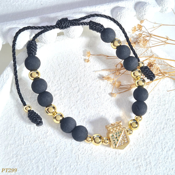 Pulsera neopreno, balines y dije Nacional PT299