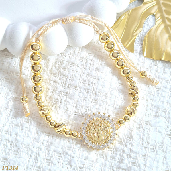 Pulsera tejida san Benito PT314