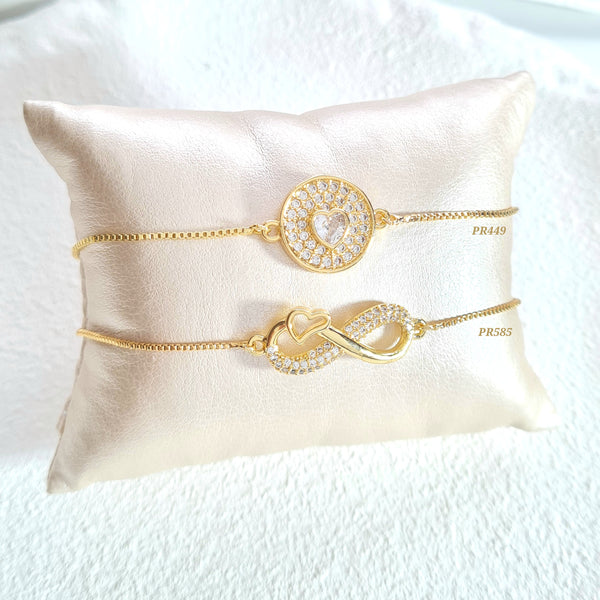 Pulsera corazón / Pulsera infinito (cada una)