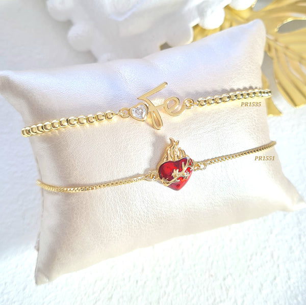 Pulsera "FE"/ Pulsera sagrado corazón (cada una)