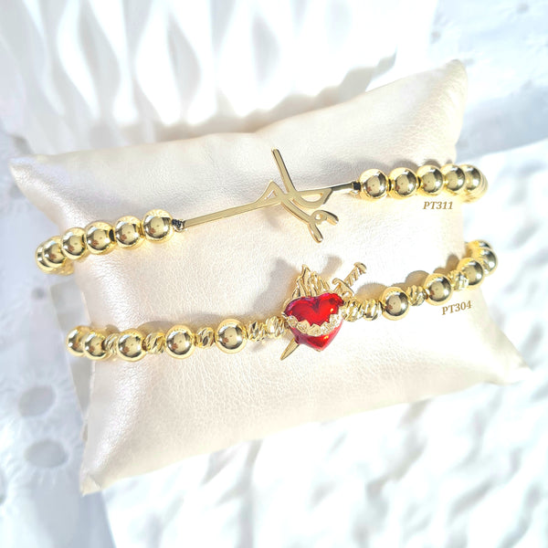 Pulsera cruz "FE"/ pulsera sagrado corazón