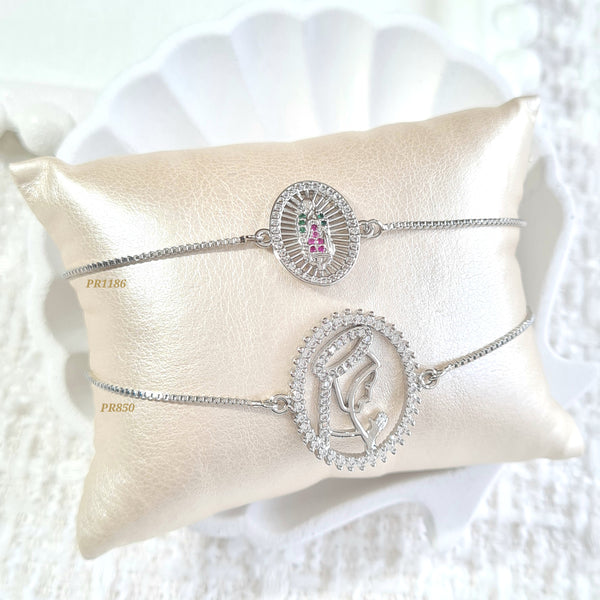 Pulsera virgen plateada / pulsera niña maria plateada