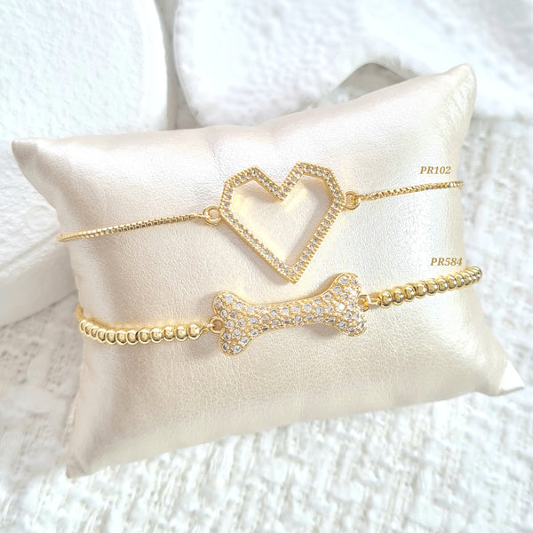 Pulsera corazón / Pulsera hueso (cada una)