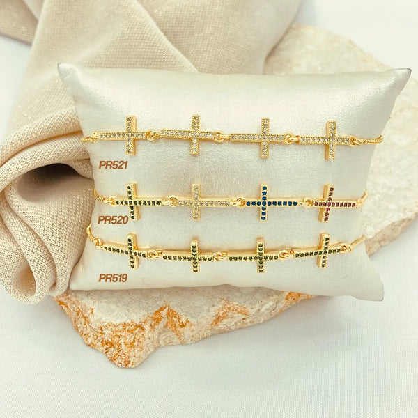 Pulseras cruces en zircones