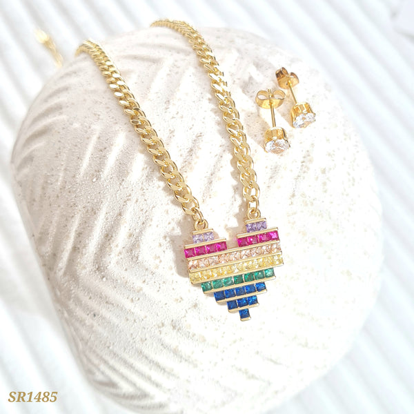 Set corazón arcoíris tipo pixel SR1485