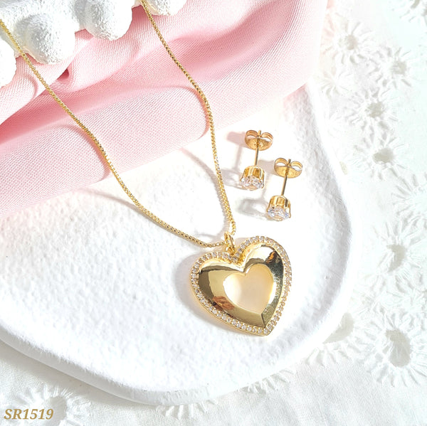 Set de corazón, zircones y silueta SR1519