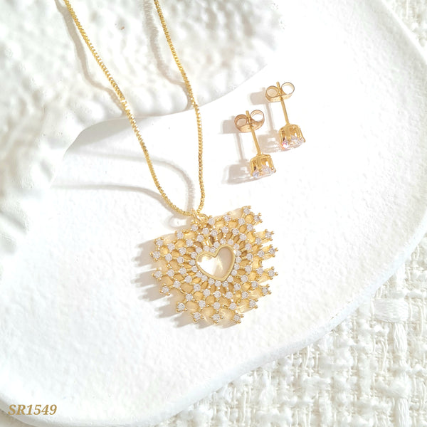 Set silueta corazón con zircones SR1549