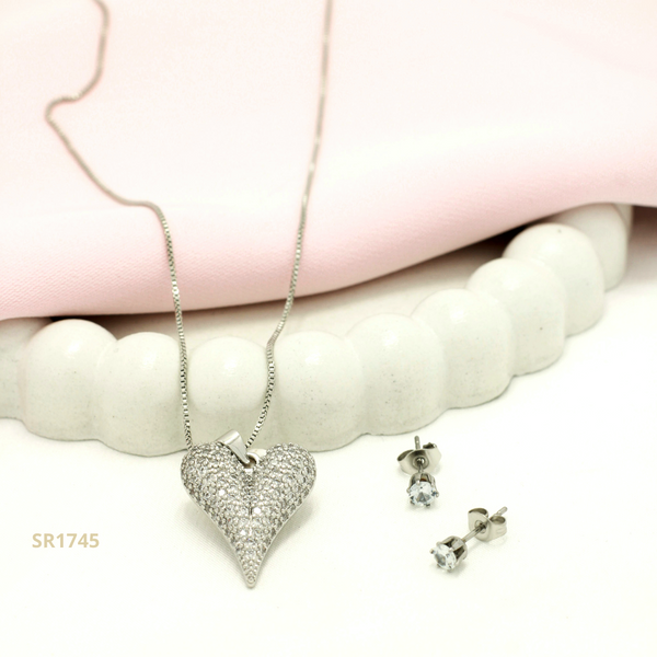 Set corazón plateado SR1745