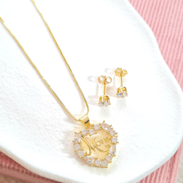 Set rodio cadena dije mom corazón cristales y topos SR1770