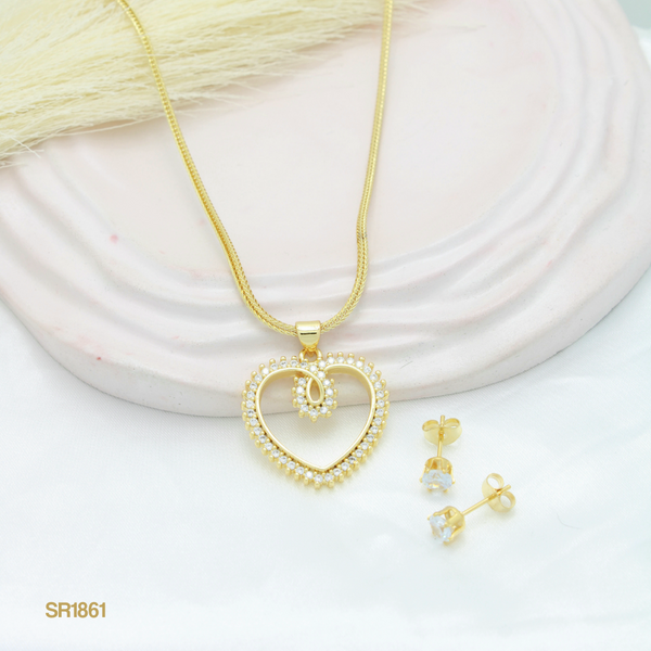 Set cadena cuadrada y corazón SR1861