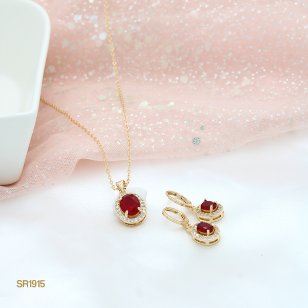 Set zircón rojo ovalado SR1915