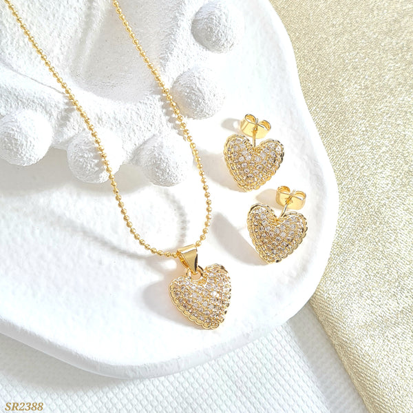 Set corazón en zircones SR2388