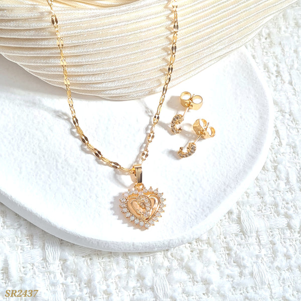 Set virgen corazón zircones SR2437