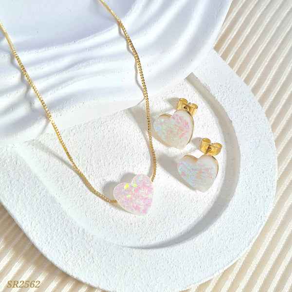 Set corazón blanco tornasol sr2562