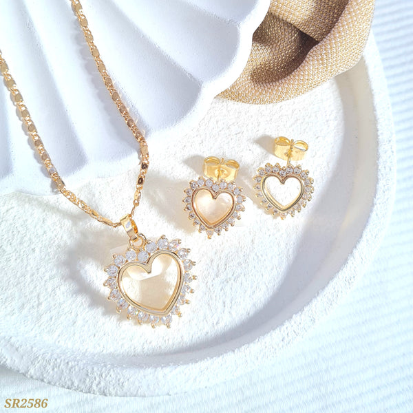 Set silueta corazón con zircones SR2586