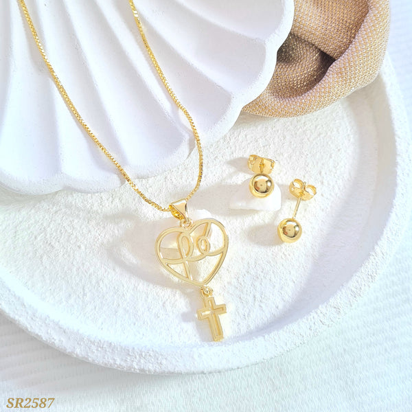 Set corazón "Fe" con cruz SR2587