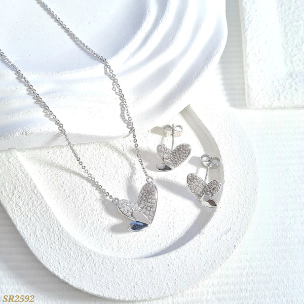 Set corazón plateado SR2592