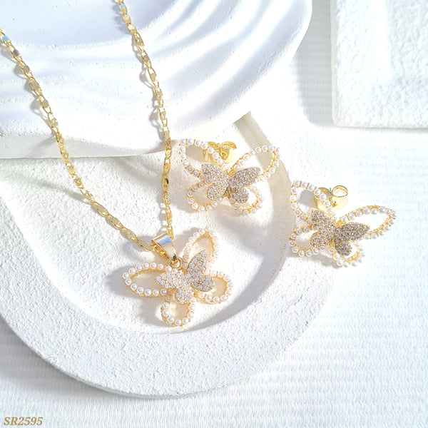Set mariposa con perlas SR2595