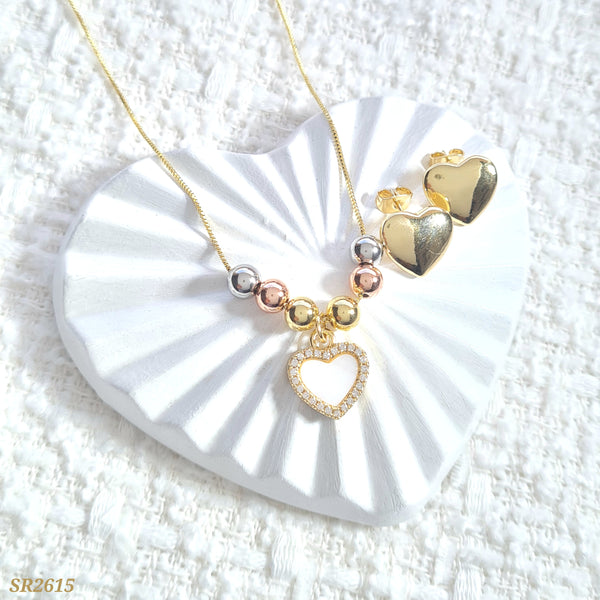 Set balines tres oros y corazón SR2615