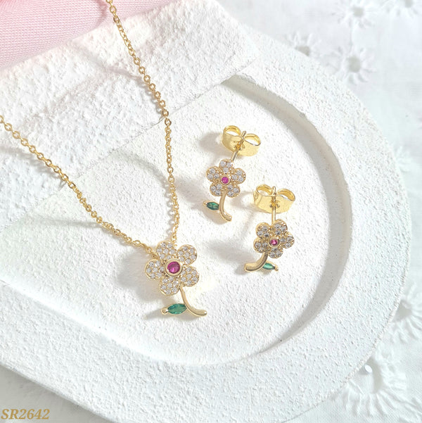 Set flor en zircones SR2642