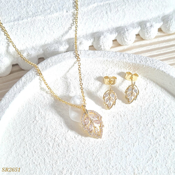 Set hoja en zircones SR2651