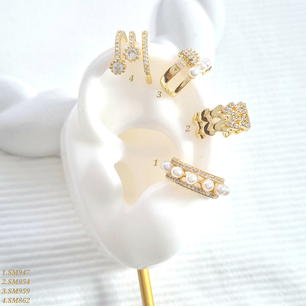 Earcuffs con zircones y perlas