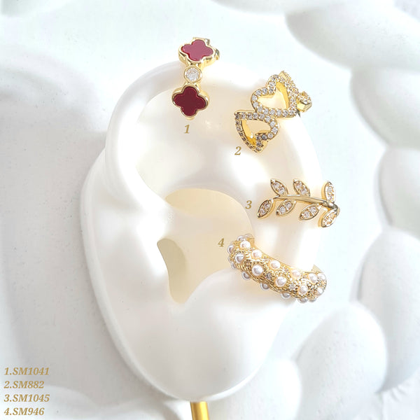 Earcuffs con zircones y perlas