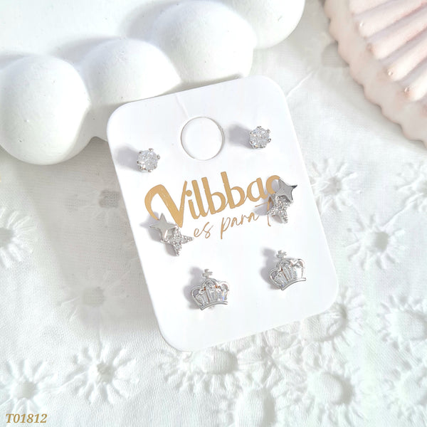 Set topos plateados con corona T01812