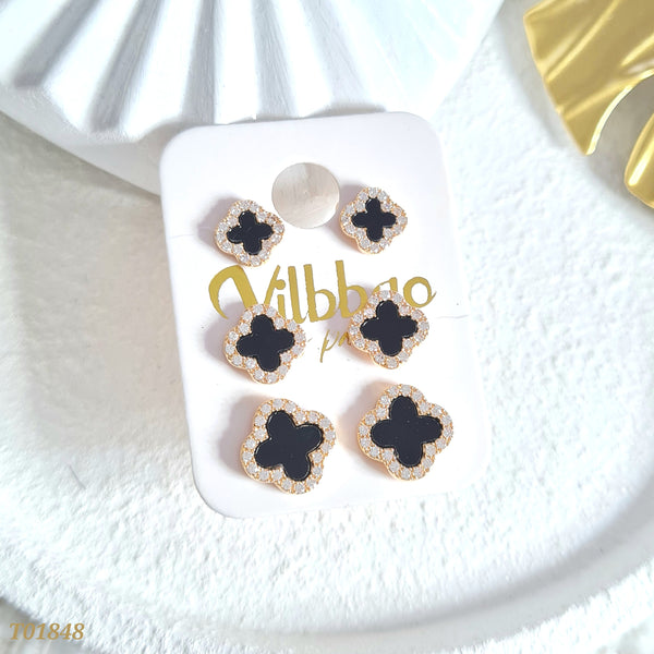 Set x3 topos rodio trébol negro T01848