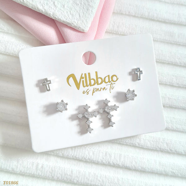 Set topos cruces plateadas T01866