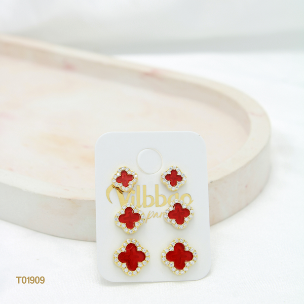 Set topos trébol rojos T01909