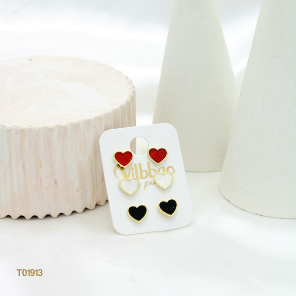 Set topos corazones rojo, blanco y negro T01913