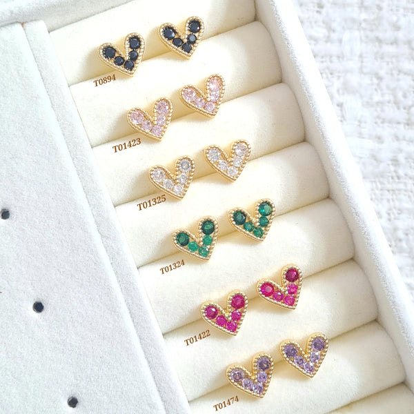 Topos corazones con zircones