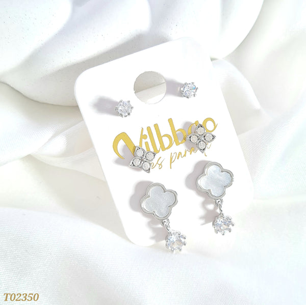 Set topos trébol plateadas T02350