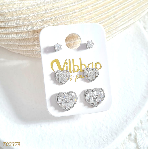 Set topos corazones plateado T02379