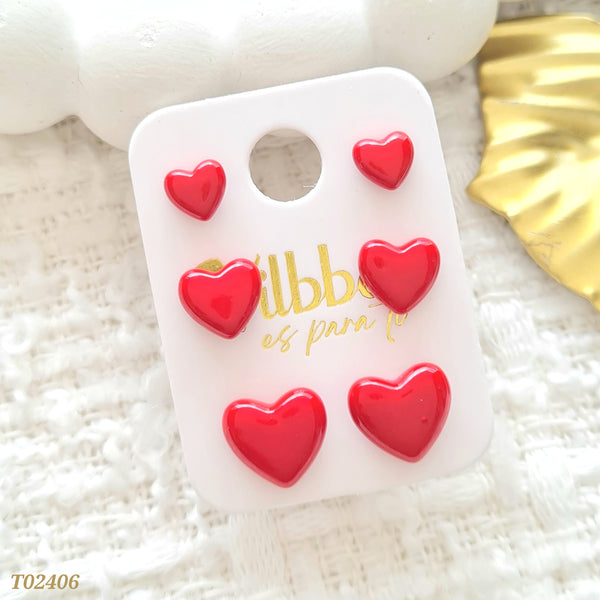 Set topos corazones rojos T02406