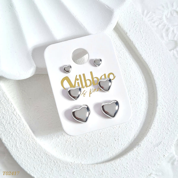 Set topos corazones plateados T02417