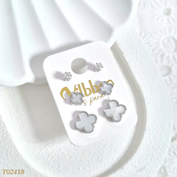 Set topos trébol plateado T02418