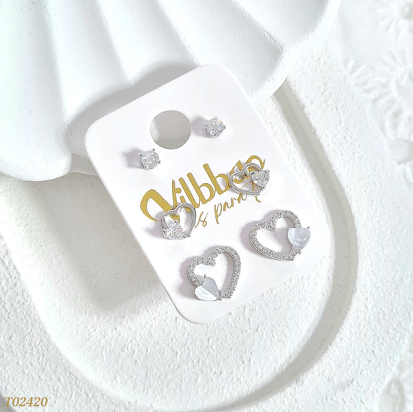 Set topos corazones plateados T02420