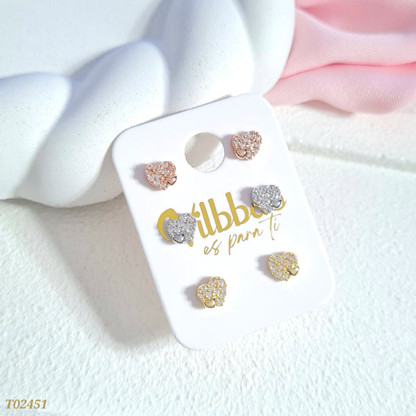 Set topos corazones tres oros T02451