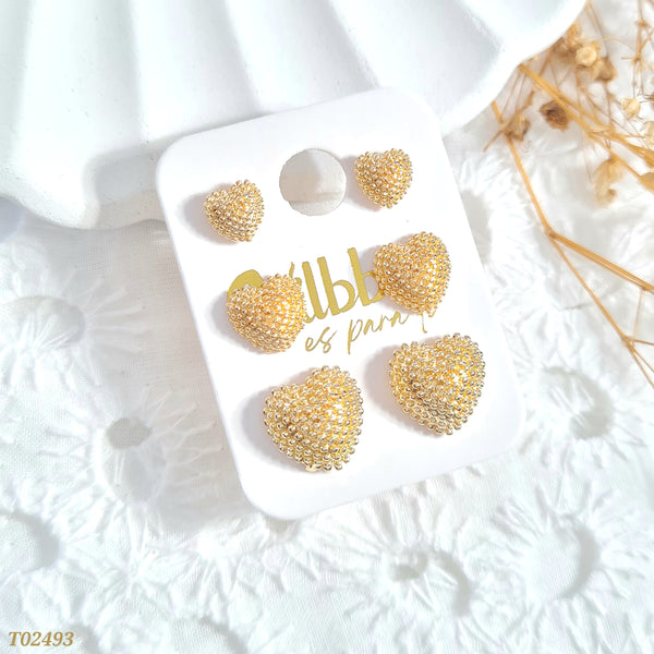 Set topos corazones dorados T02493