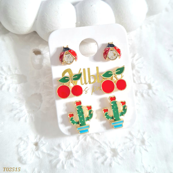 Set topos mariquita, cerezas y cactus T02515