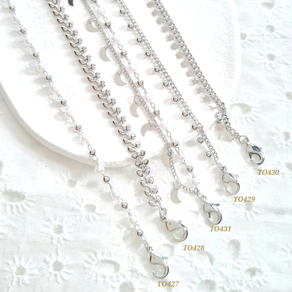 Tobilleras plateadas