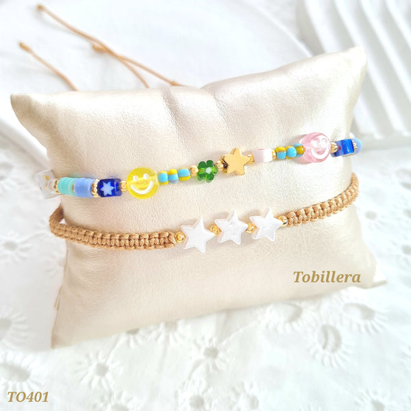 Tobillera estrellas y caras felices TO401
