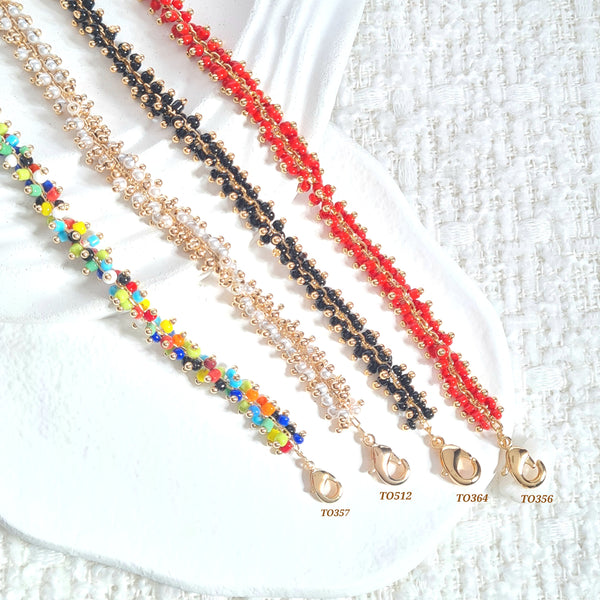 Tobilleras con mostacilla de colores