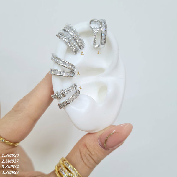 Earcuffs plateados con zircones