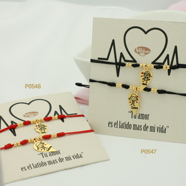 Pulseras placa corazón y niños